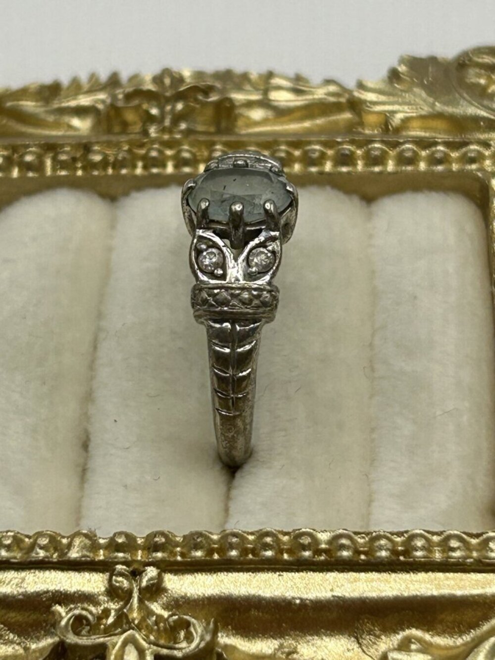 Vintage Ring 925 Sterling Silver Topaz Size 10 Clear Cubic Zirconia Elegant Gift - Picture 4 of 14